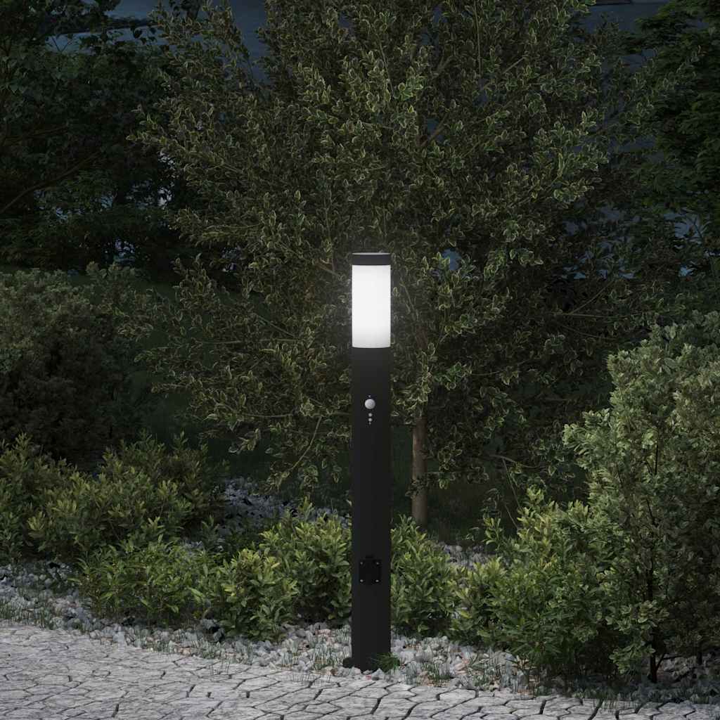 Vidaxl bollard light with sensor and socket 80 cm stainless steel IP44