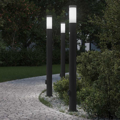 Vidaxl bolderverlichting met sensor en stopcontact 3 stuks 110 cm roestvrij staal ip44