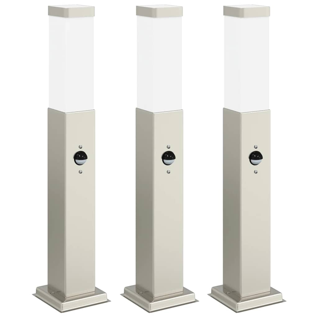 Vidaxx bolardo luminoso con sensor 3 piezas 50 cm acero inoxidable IP44