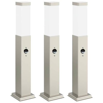 Vidaxx bolardo luminoso con sensor 3 piezas 50 cm acero inoxidable IP44