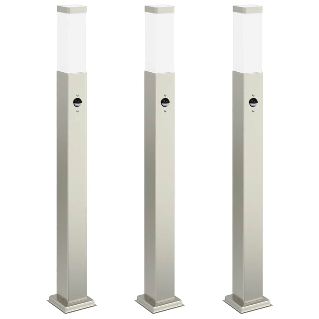 Vidaxl bolderverlichting met sensor 3 stuks 80 cm rvs ip44