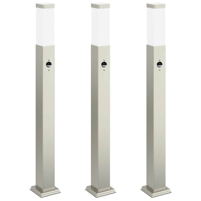 Baliza de iluminación VidaXL con sensor 3 piezas 80 cm acero inoxidable IP44
