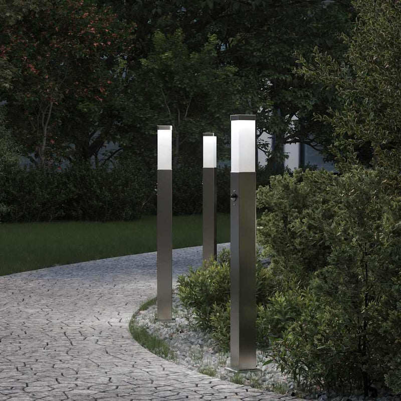 Baliza de iluminación VidaXL con sensor 3 piezas 80 cm acero inoxidable IP44