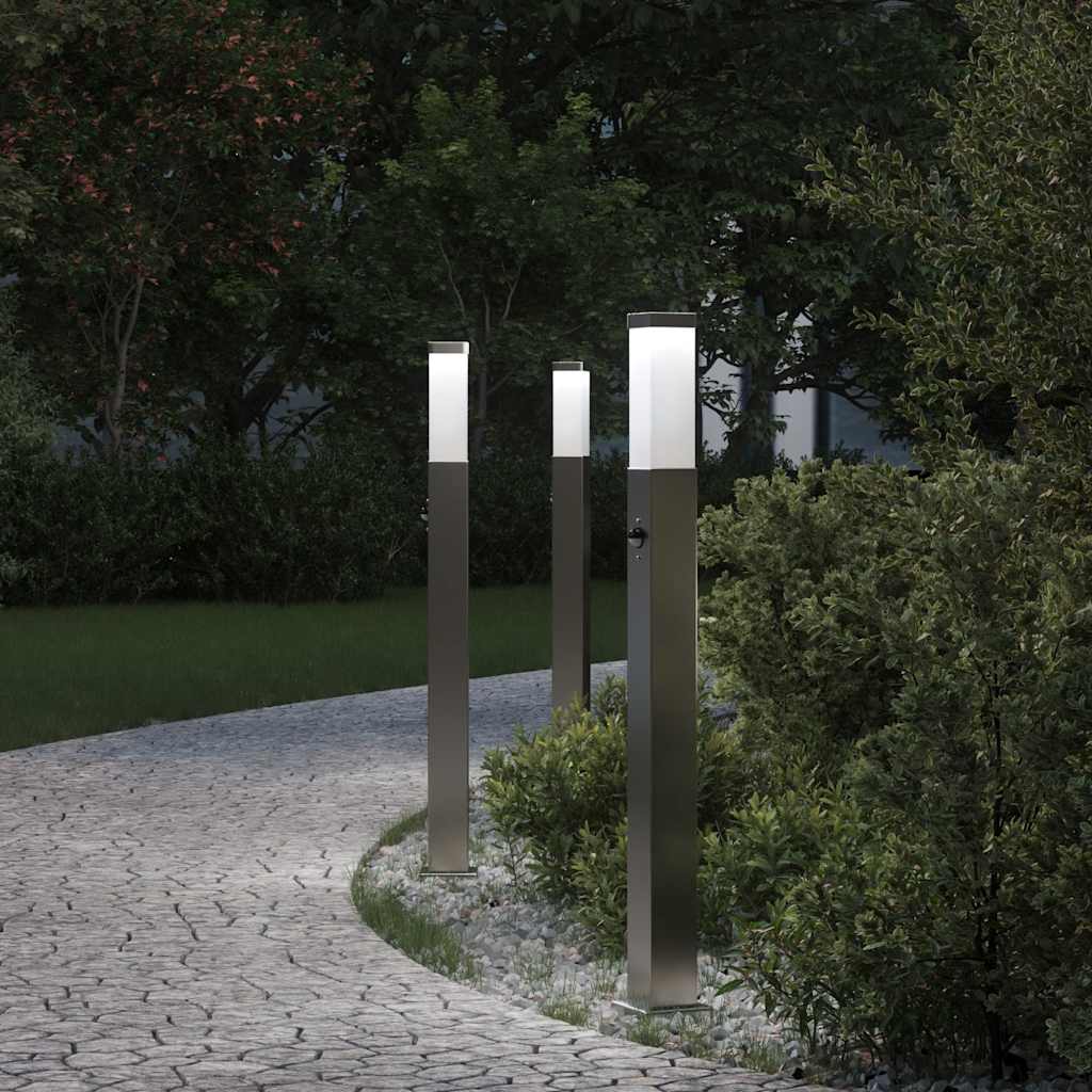Vidaxl bolderverlichting met sensor 3 stuks 80 cm rvs ip44