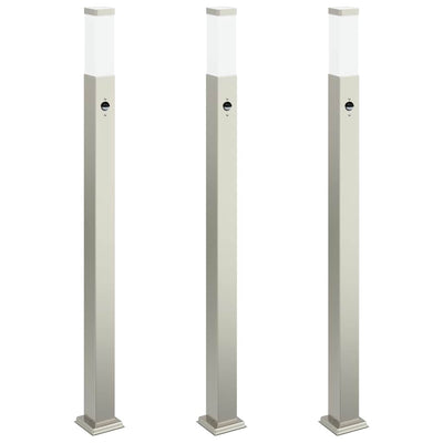 Vidaxl bolderverlichting met sensor 3 stuks 110 cm rvs ip44