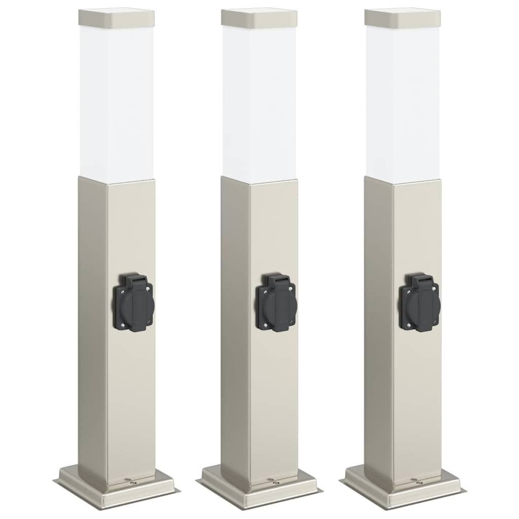Vidaxx bolardo de iluminación con enchufe 3 piezas 50 cm acero inoxidable IP44