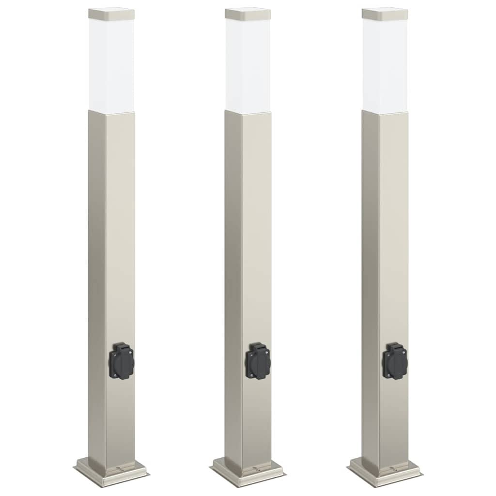 Vidaxx bolardo de iluminación con enchufe 3 piezas 80 cm acero inoxidable IP44