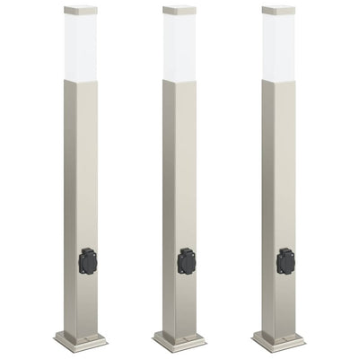 Illuminazione a paletto Vidaxx con presa 3 pezzi 80 cm in acciaio inossidabile IP44