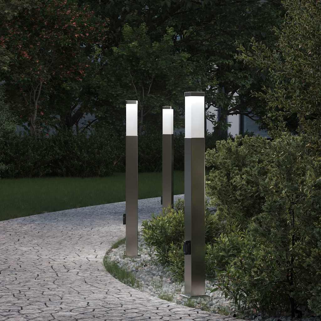 Vidaxx bolardo de iluminación con enchufe 3 piezas 80 cm acero inoxidable IP44