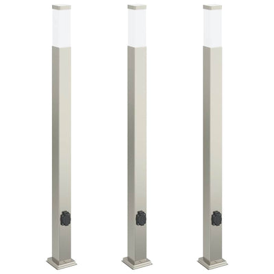 Vidaxl bolderverlichting met stopcontact 3 stuks 110 cm rvs ip44