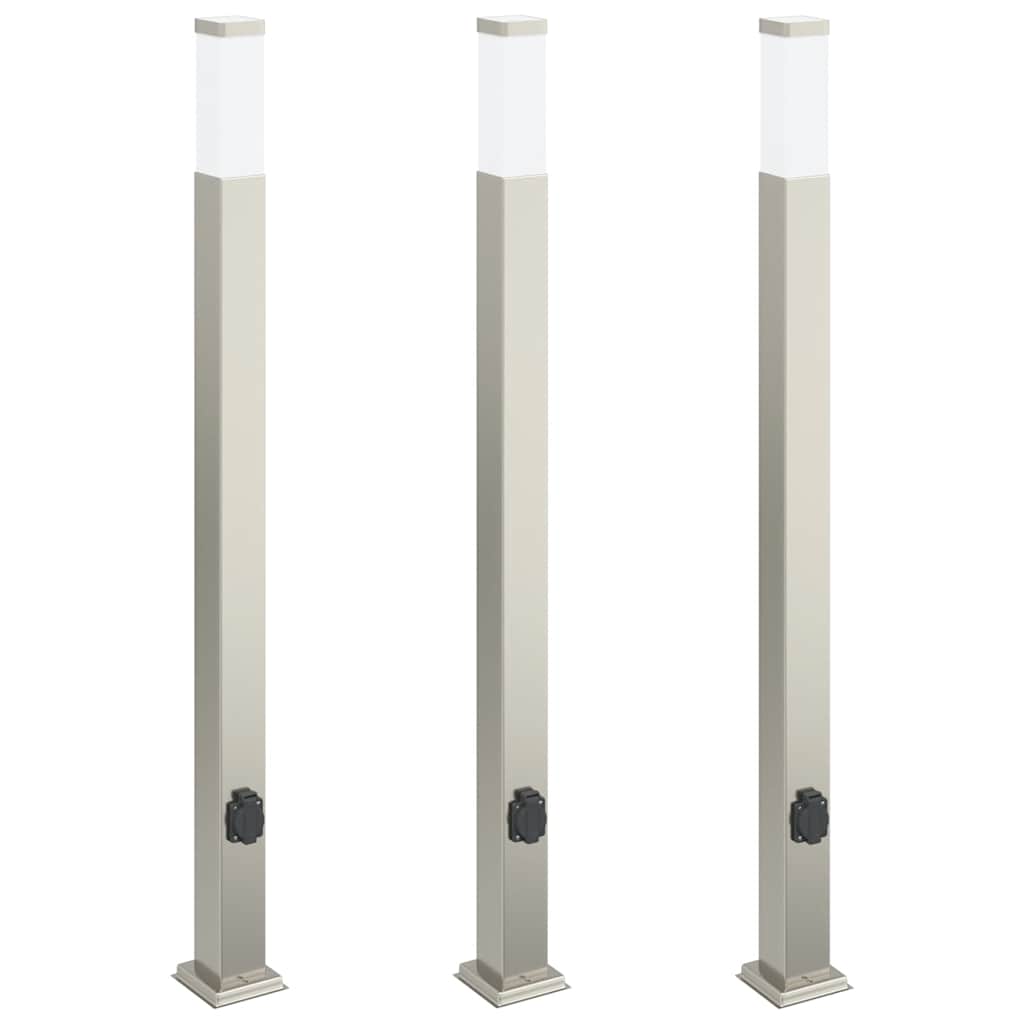 Vidaxx bolardo de iluminación con enchufe 3 piezas 110 cm acero inoxidable IP44