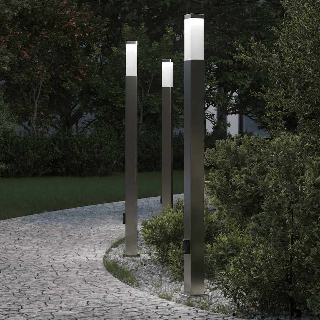 Vidaxx bolardo de iluminación con enchufe 3 piezas 110 cm acero inoxidable IP44