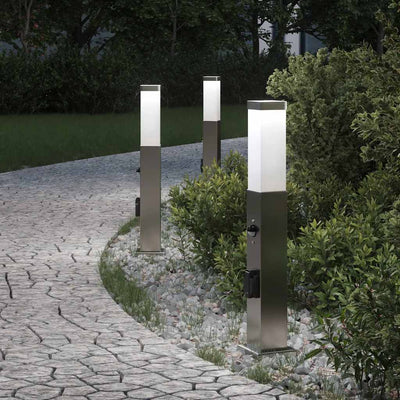 Vidaxl bolderverlichting met sensor en stopcontact 3 stuks 50 cm roestvrij staal ip44