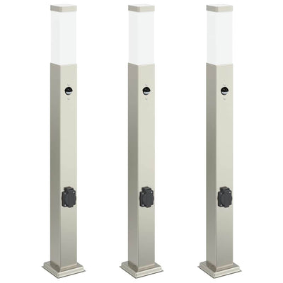 Vidaxx bolardo luminoso con sensor y casquillo 3 piezas 80 cm acero inoxidable IP44