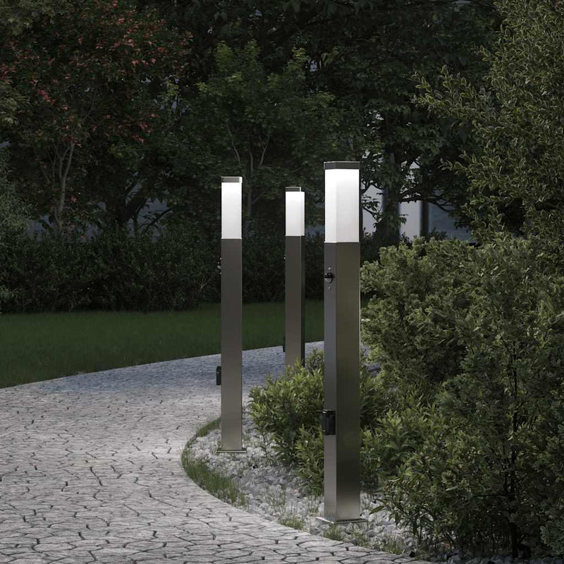Vidaxl bolderverlichting met sensor en stopcontact 3 stuks 80 cm roestvrij staal ip44