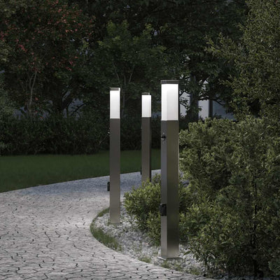 Vidaxx bolardo luminoso con sensor y casquillo 3 piezas 80 cm acero inoxidable IP44