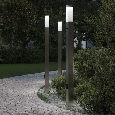 Vidaxx bolardo luminoso con sensor y casquillo 3 piezas 110 cm acero inoxidable IP44