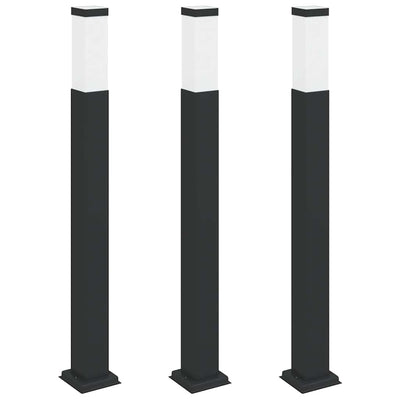 VidaXL bolardo luminoso 3 piezas 80 cm negro IP44