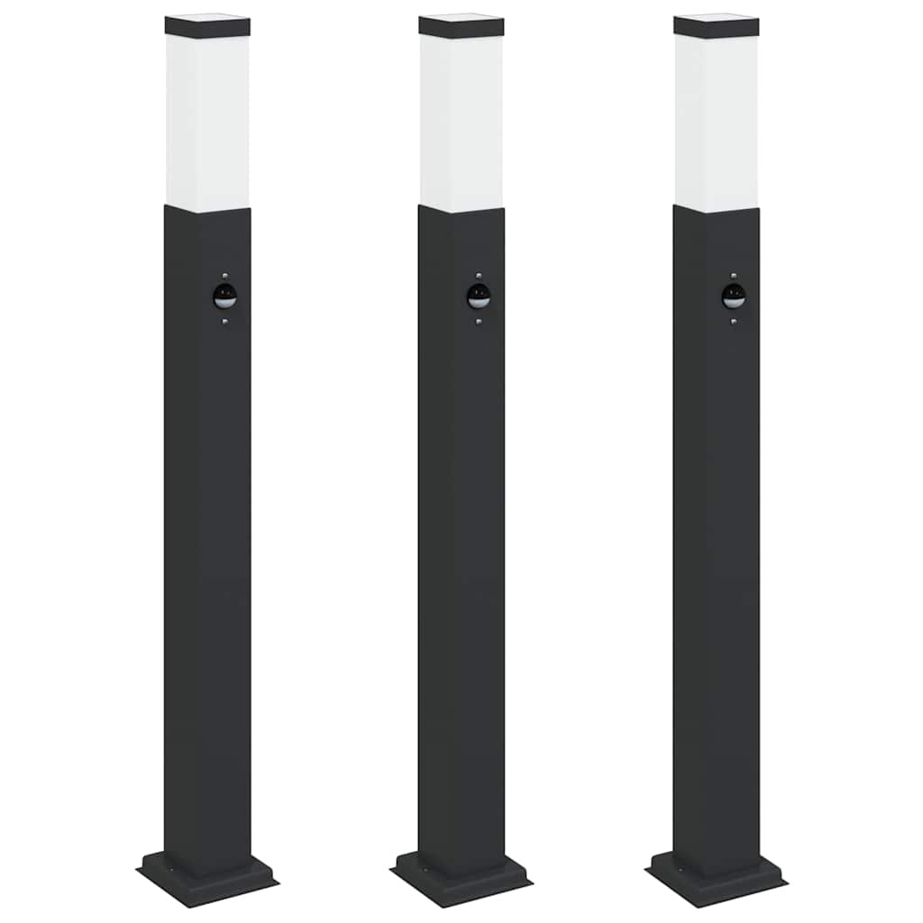 VidaXL paletto luminoso con sensore 3 pezzi 80 cm nero IP44