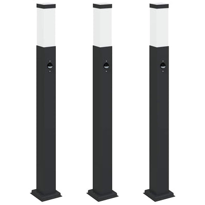 VidaXL paletto luminoso con sensore 3 pezzi 80 cm nero IP44