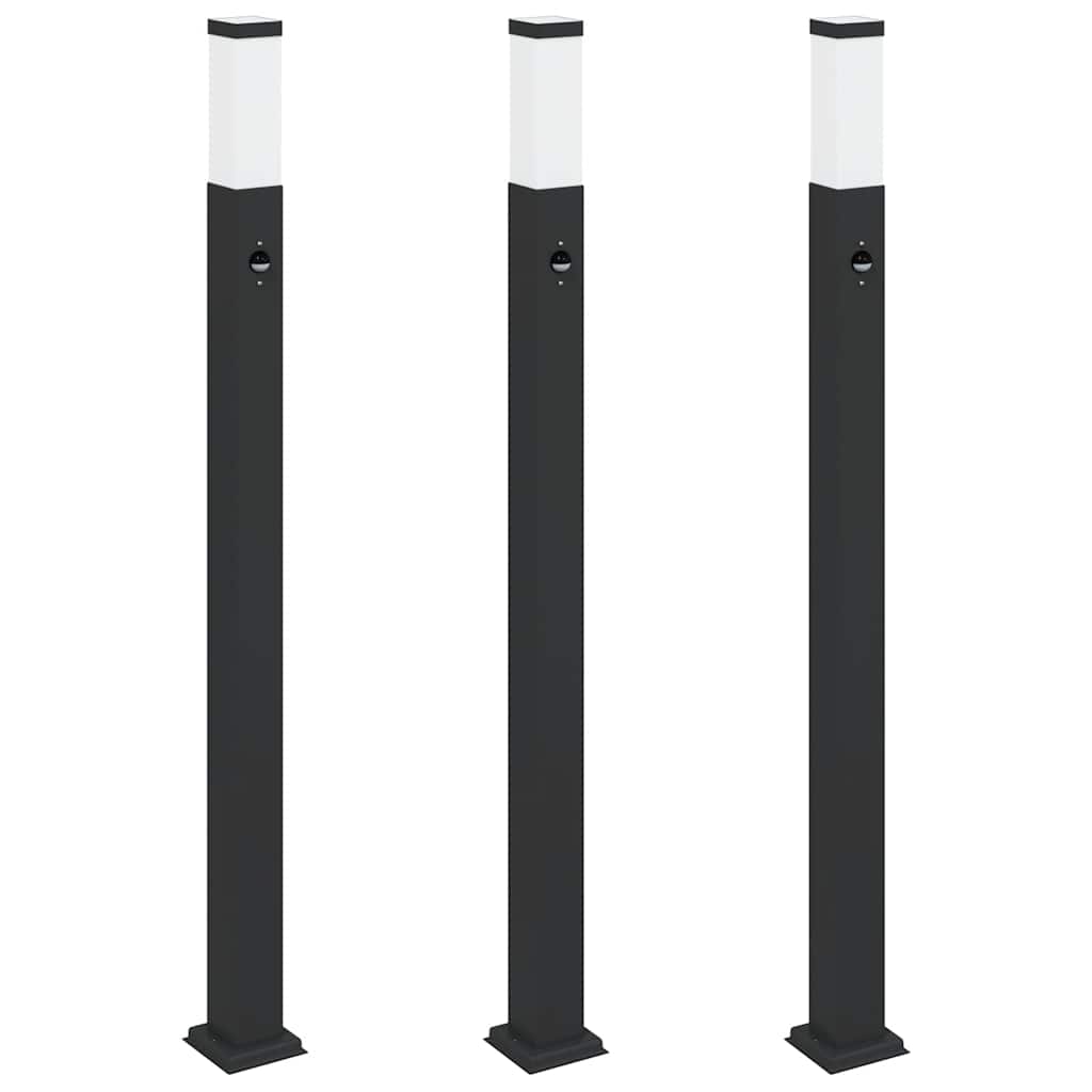 Vidaxl bolderverlichting met sensor 3 stuks 110 cm zwart ip44