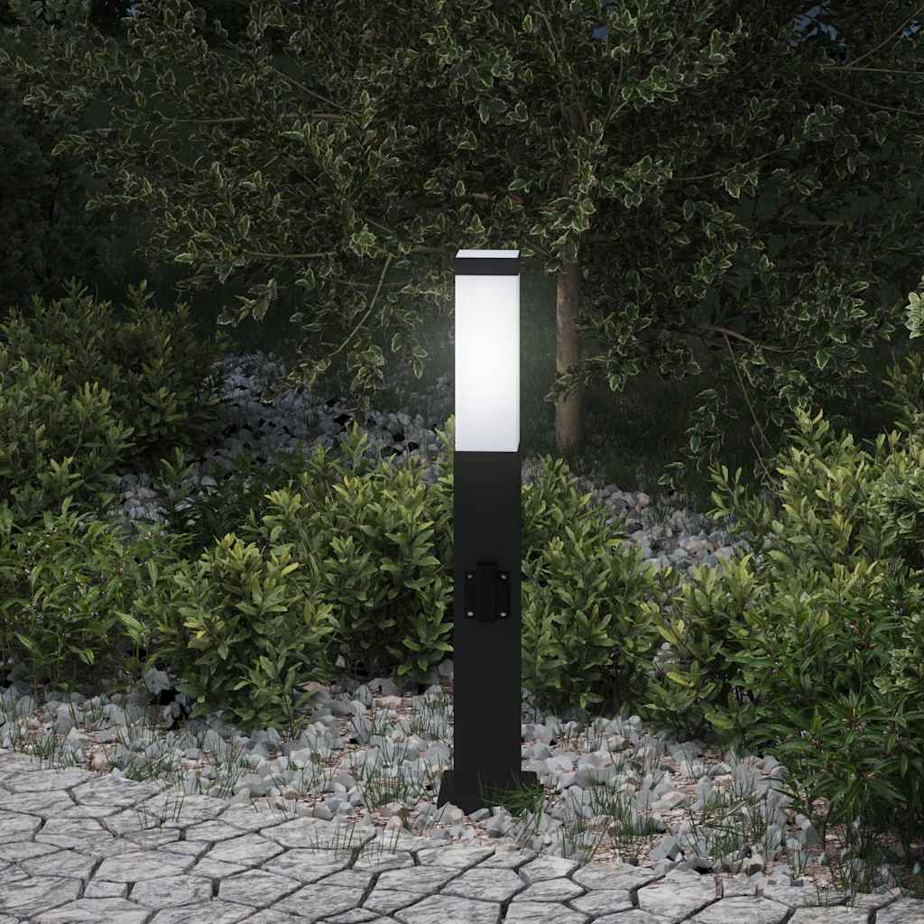 Paletto luminoso Vidaxl con presa 50 cm nero IP44