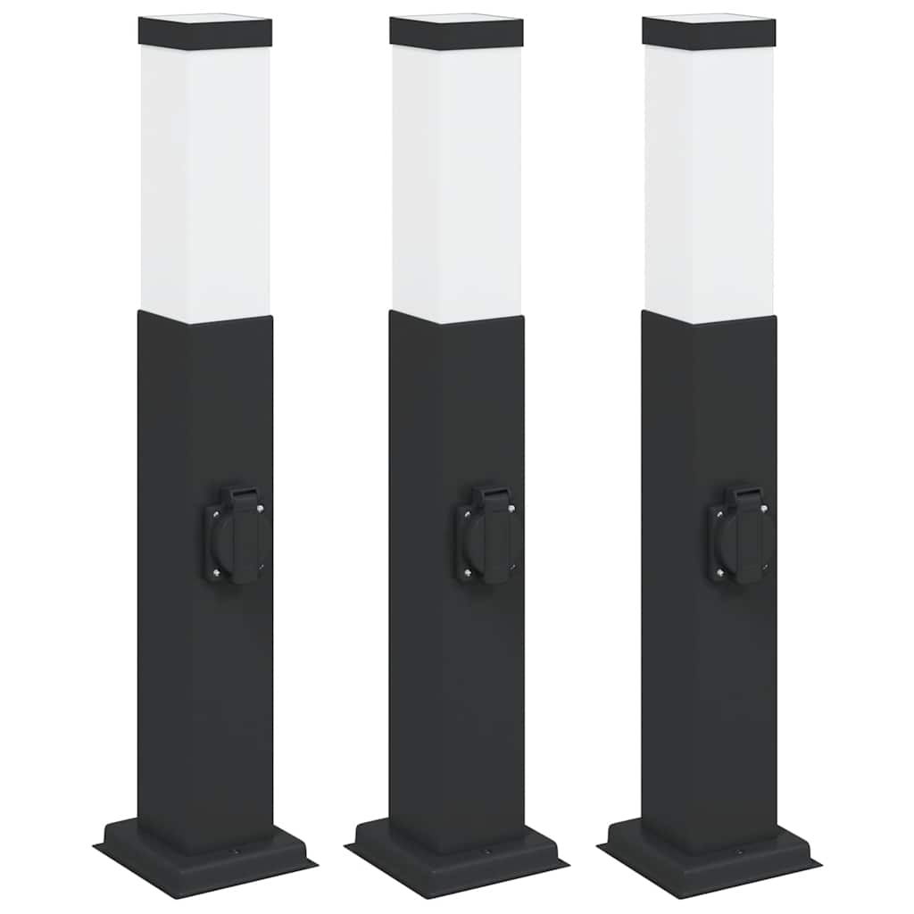 Vidaxx bolardo de iluminación con enchufe 3 piezas 50 cm negro IP44