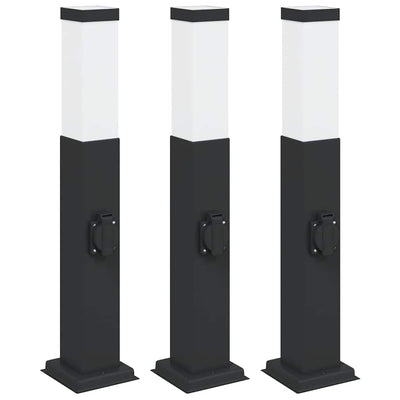 Vidaxl bolderverlichting met stopcontact 3 stuks 50 cm zwart ip44