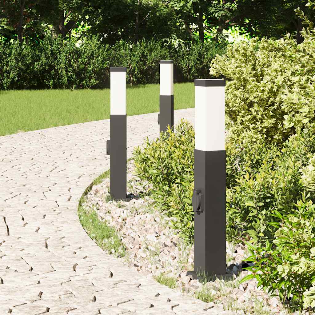 Vidaxx bolardo de iluminación con enchufe 3 piezas 50 cm negro IP44