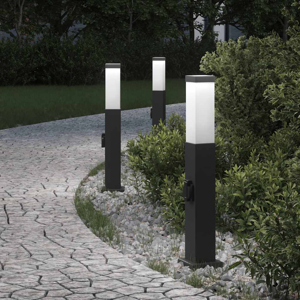 Vidaxx bolardo de iluminación con enchufe 3 piezas 50 cm negro IP44