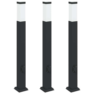 Vidaxl bolderverlichting met stopcontact 3 stuks 80 cm zwart ip44