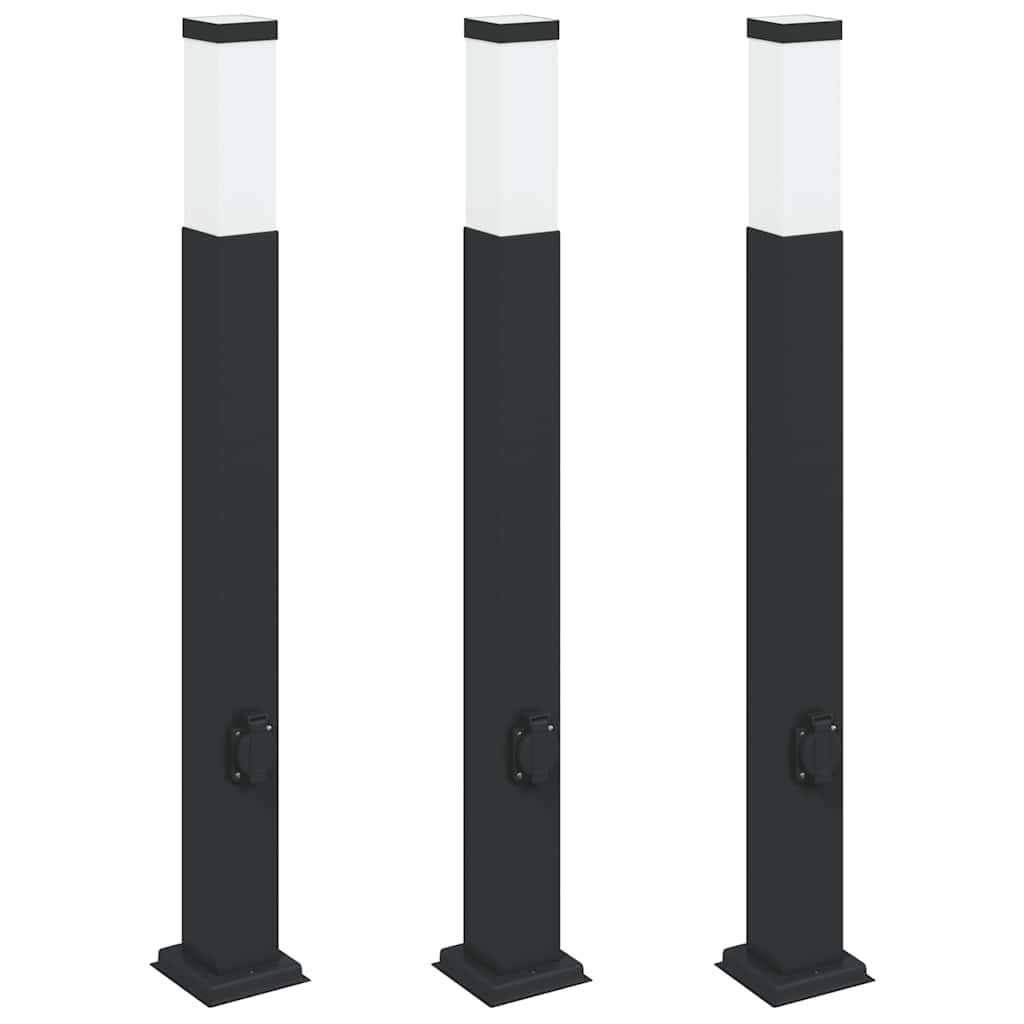 Illuminazione a paletto Vidaxx con presa 3 pezzi 80 cm nero IP44
