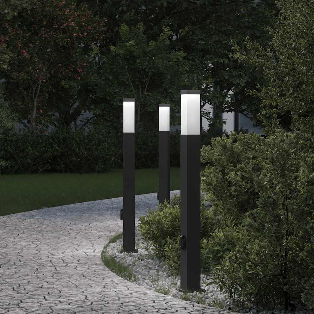 Illuminazione a paletto Vidaxx con presa 3 pezzi 80 cm nero IP44