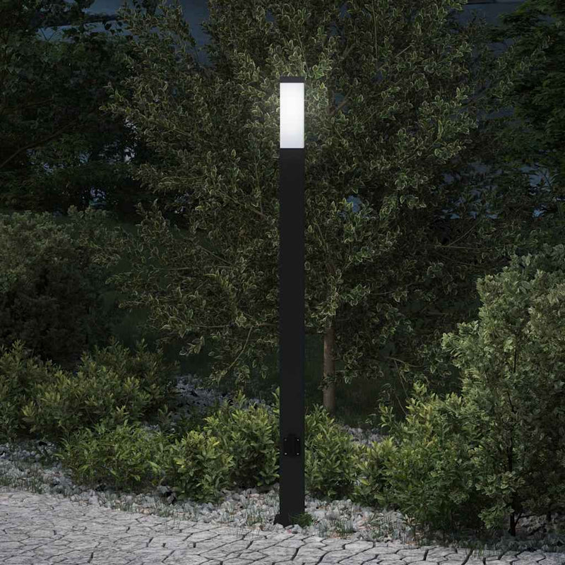 Vidaxl bolderarmatuur met stopcontact 110 cm zwart ip44