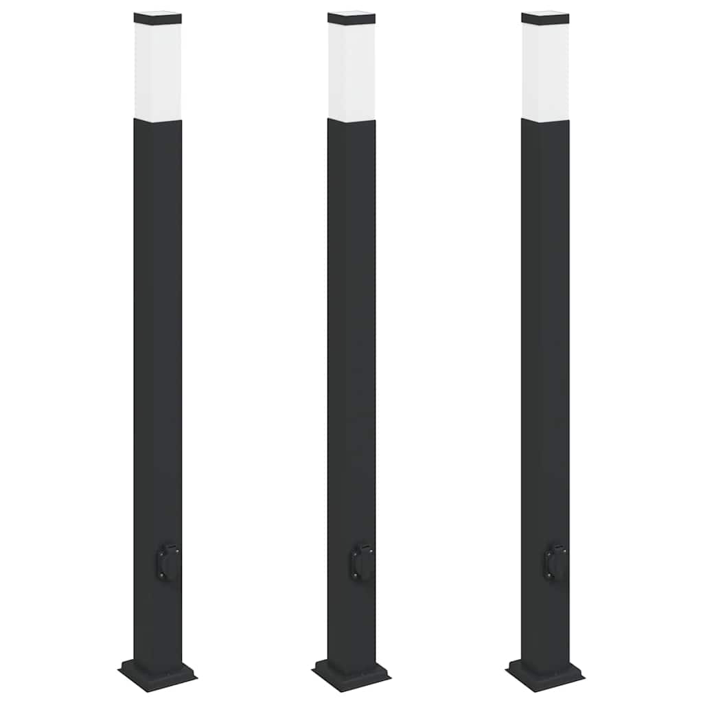 Vidaxx bolardo luminoso con enchufe 3 piezas 110 cm negro IP44
