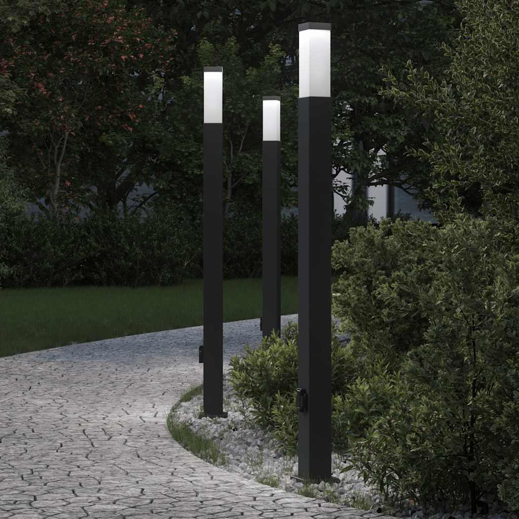 Vidaxx bolardo luminoso con enchufe 3 piezas 110 cm negro IP44