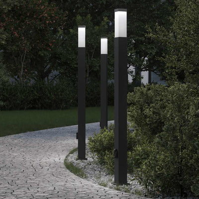 Illuminazione a paletto Vidaxx con presa 3 pezzi 110 cm nero IP44