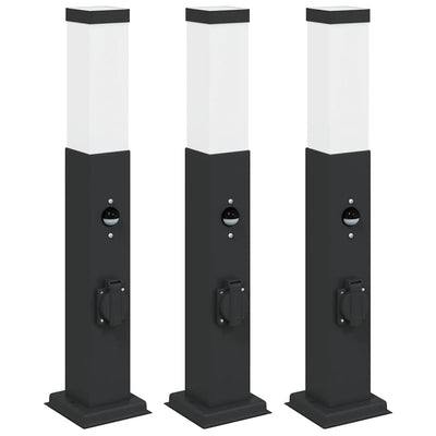 Vidaxl bolderverlichting met sensor en stopcontact 3 stuks 50 cm zwart ip44