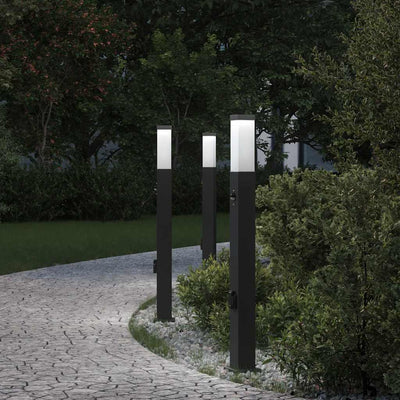 Illuminazione a paletto Vidaxx con sensore e presa 3 pezzi 80 cm nero IP44