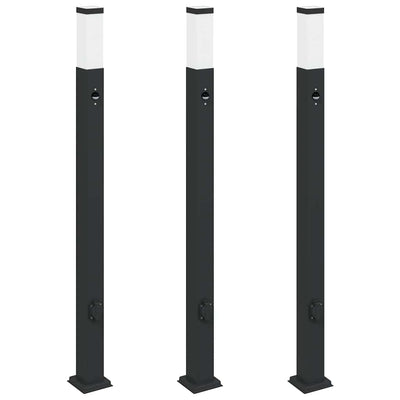 Illuminazione a paletto Vidaxx con sensore e presa 3 pezzi 110 cm nero IP44