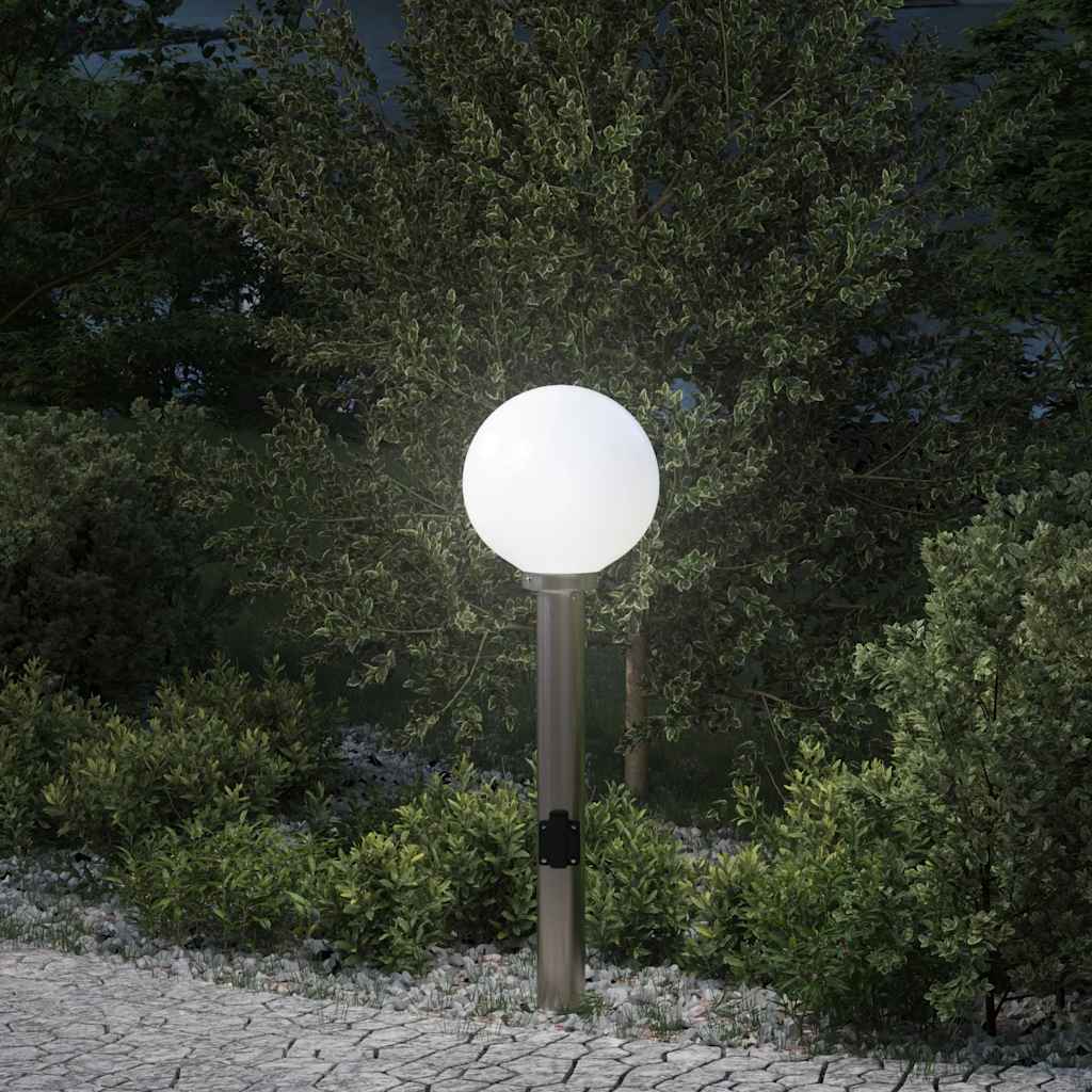 Paletto luminoso Vidaxl con presa 80 cm in acciaio inox IP44