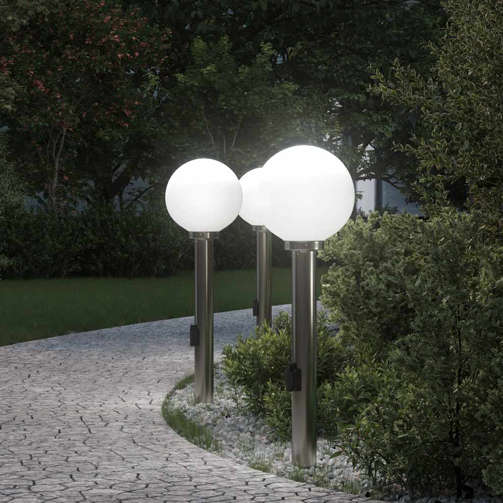 Illuminazione a paletto Vidaxx con presa 3 pezzi 80 cm in acciaio inossidabile IP44