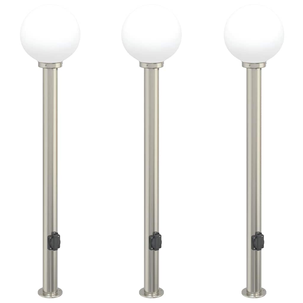 Vidaxl bolderverlichting met stopcontact 3 stuks 120 cm rvs ip44