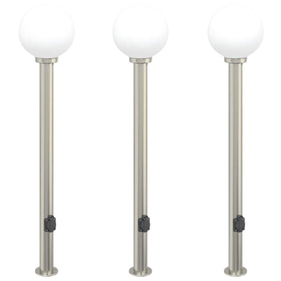 Vidaxl bolderverlichting met stopcontact 3 stuks 120 cm rvs ip44