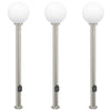 Vidaxl bolderverlichting met sensor en stopcontact 3 stuks 120 cm roestvrij staal ip44