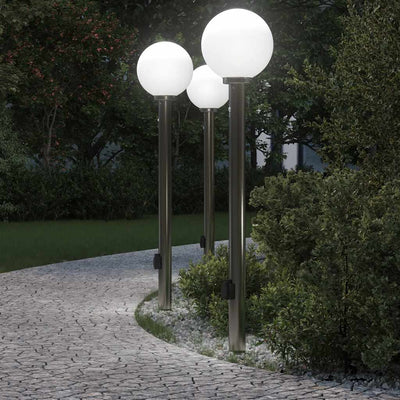 Illuminazione a paletto Vidaxx con sensore e presa 3 pezzi 120 cm in acciaio inossidabile IP44