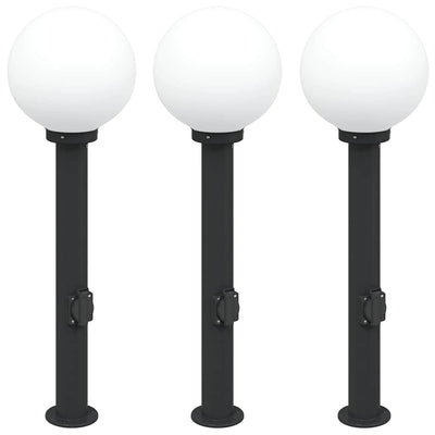 Illuminazione a paletto Vidaxx con presa 3 pezzi 80 cm nero IP44