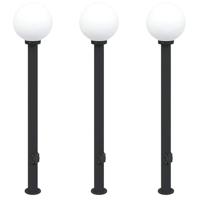 Vidaxl bolderverlichting met stopcontact 3 stuks 120 cm zwart ip44