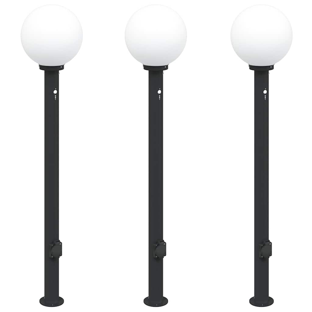 Illuminazione a paletto Vidaxx con sensore e presa 3 pezzi 120 cm nero IP44