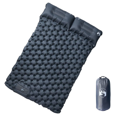 Vidaxl camping mattress with pillows self-inflating 2-person gray